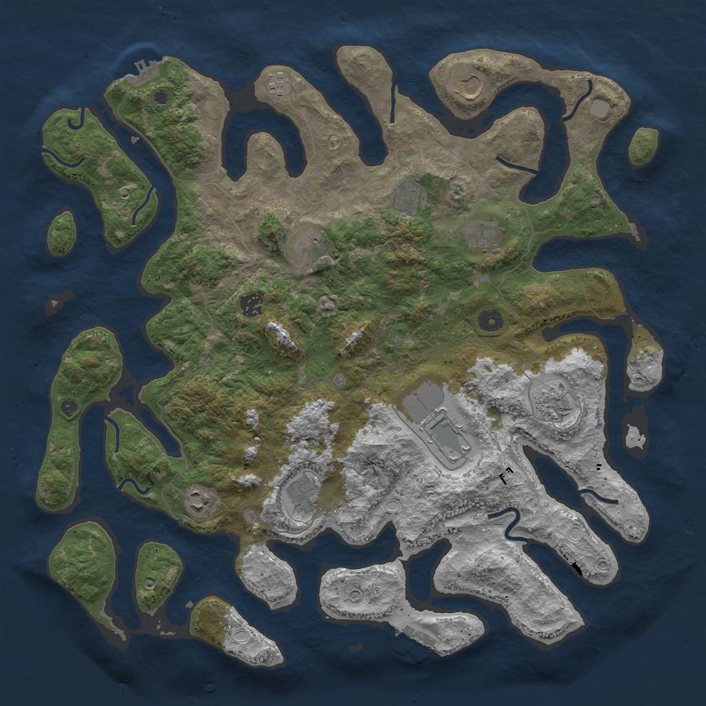 Rust Map: Procedural Map, Size: 4500, Seed: 982762513, 18 Monuments