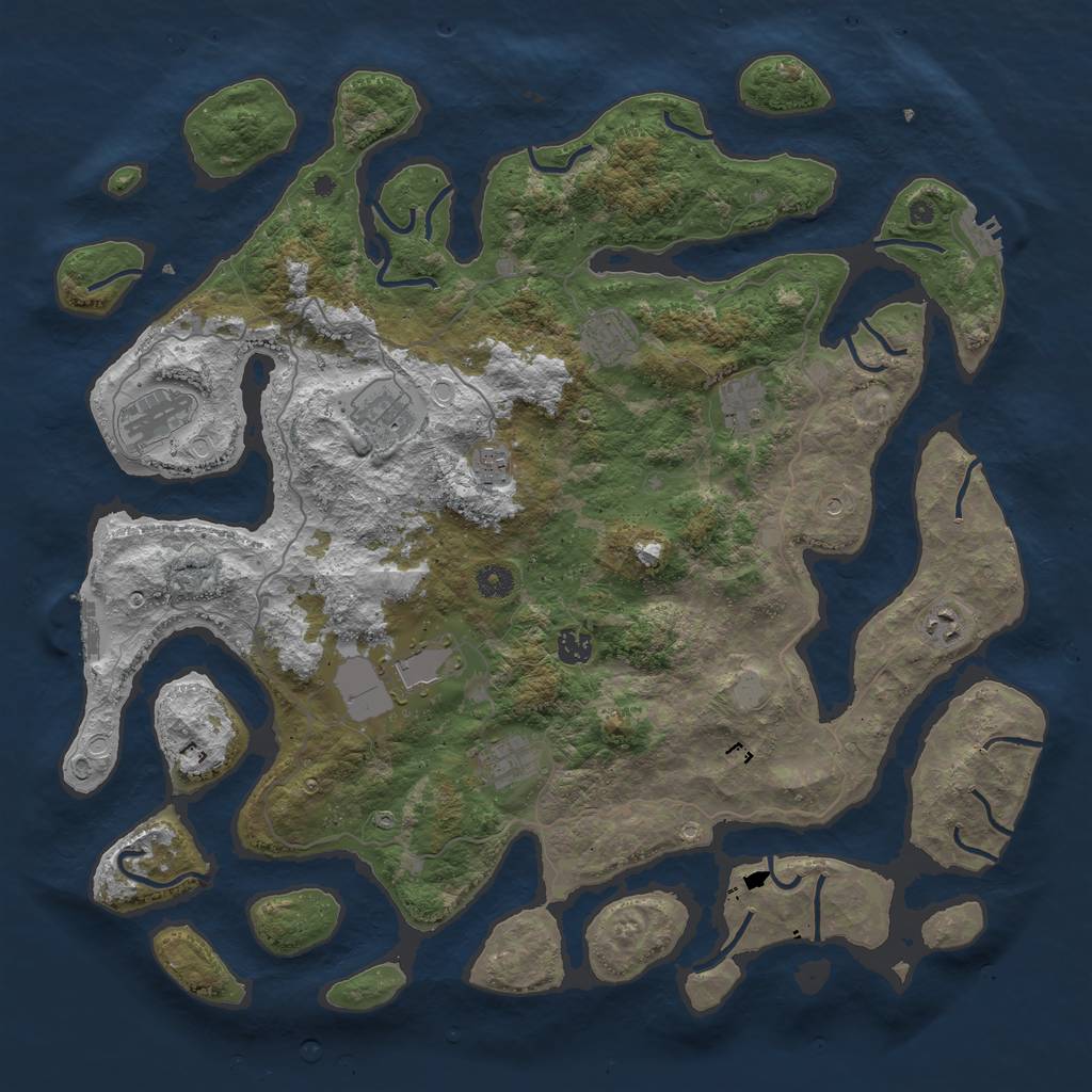 Rust Map: Procedural Map, Size: 4500, Seed: 1947406945, 17 Monuments