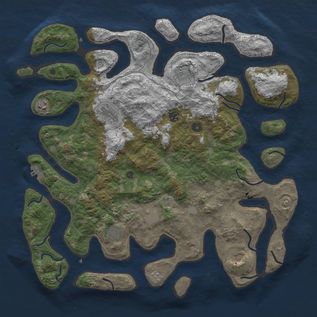 Rust Map: Procedural Map, Size: 4500, Seed: 602823443, 15 Monuments