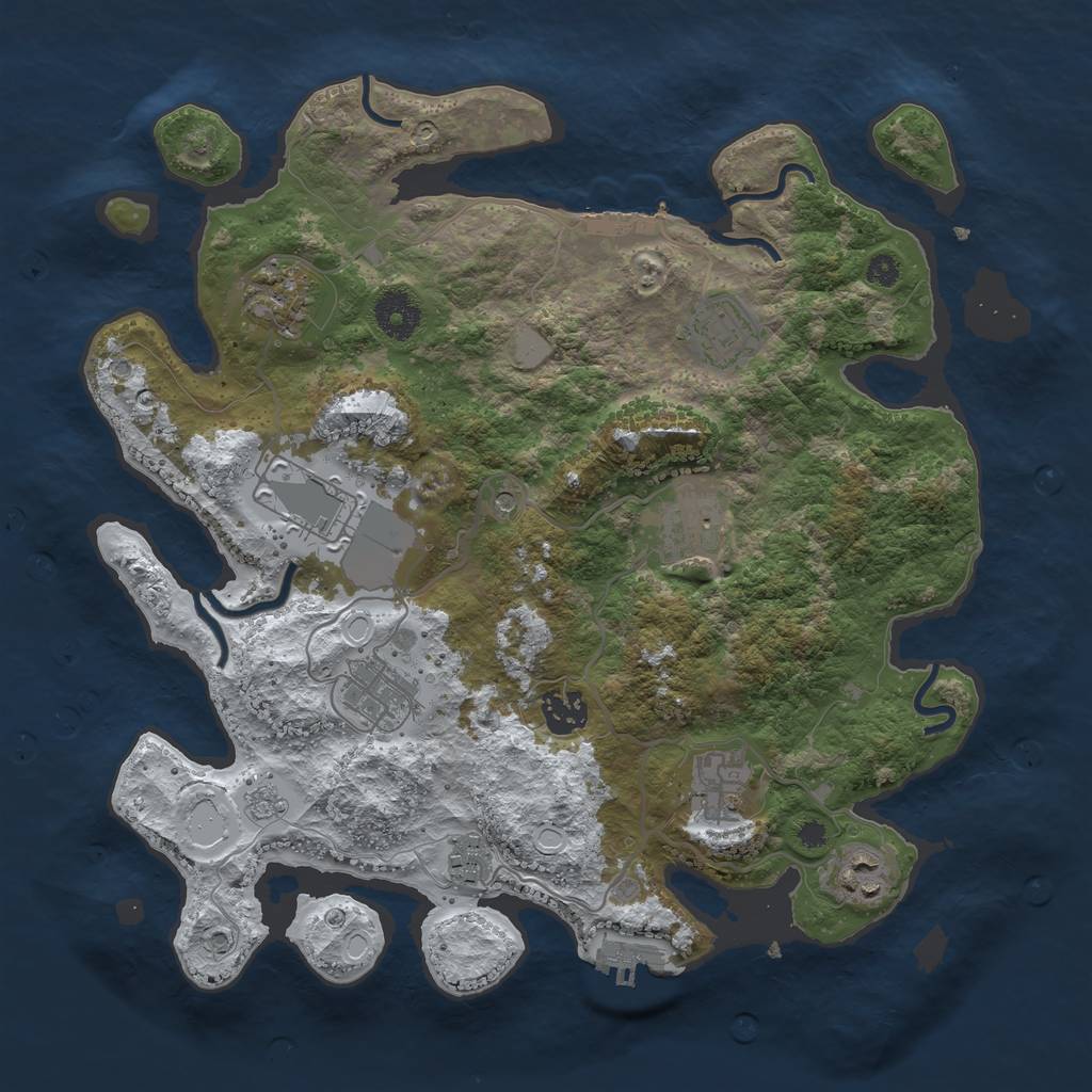 Rust Map: Procedural Map, Size: 3500, Seed: 113316318, 18 Monuments