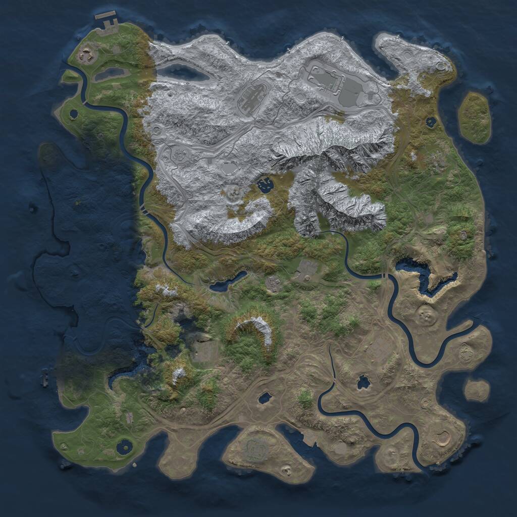 Rust Map: Procedural Map, Size: 5000, Seed: 53200, 17 Monuments