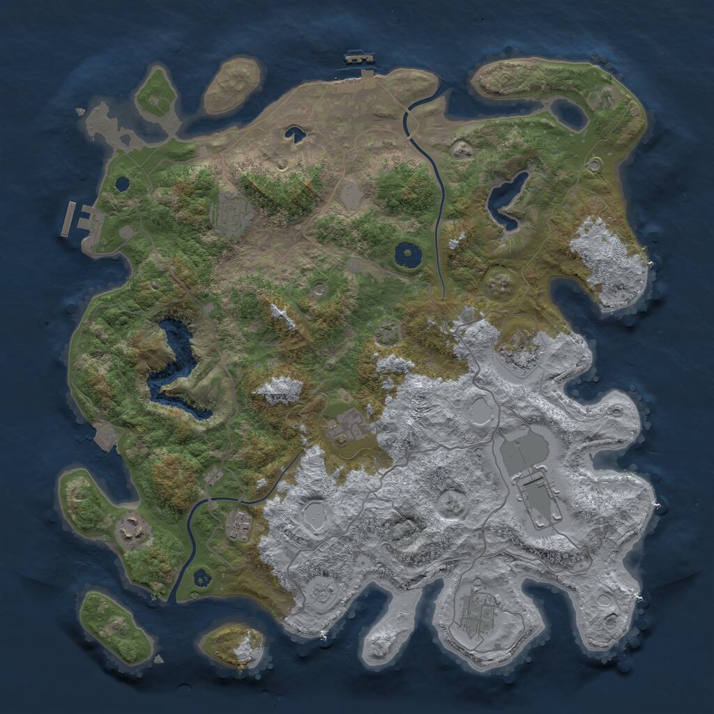 Rust Map: Procedural Map, Size: 4000, Seed: 44587, 13 Monuments