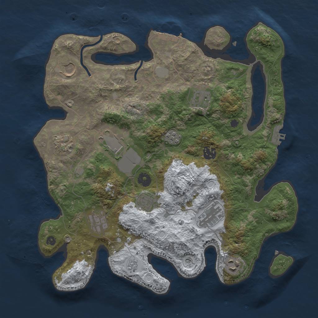 Rust Map: Procedural Map, Size: 3500, Seed: 1037882445, 19 Monuments