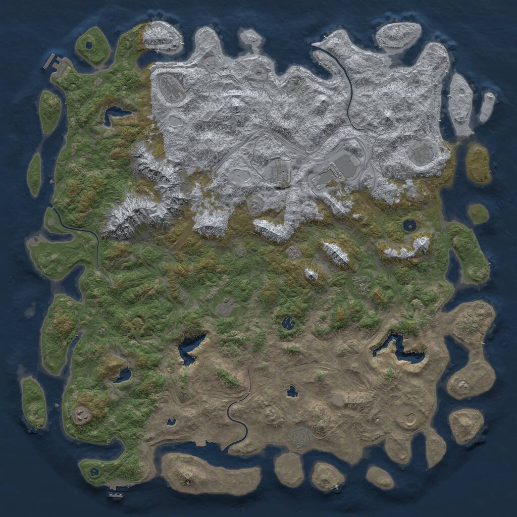 Rust Map: Procedural Map, Size: 6000, Seed: 2637, 17 Monuments
