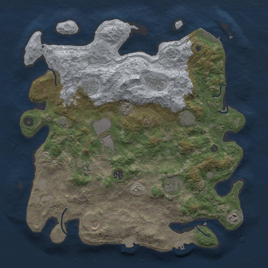 Rust Map: Procedural Map, Size: 4000, Seed: 2145944335, 18 Monuments
