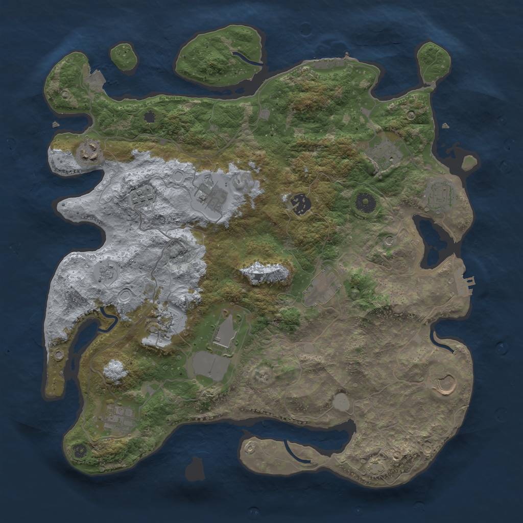 Rust Map: Procedural Map, Size: 3850, Seed: 249494108, 19 Monuments