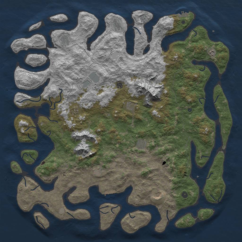 Rust Map: Procedural Map, Size: 6000, Seed: 21281974, 19 Monuments