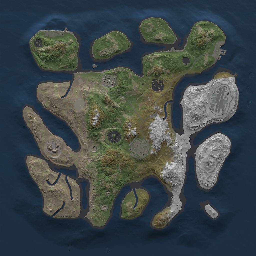 Rust Map: Procedural Map, Size: 3000, Seed: 1245485, 13 Monuments