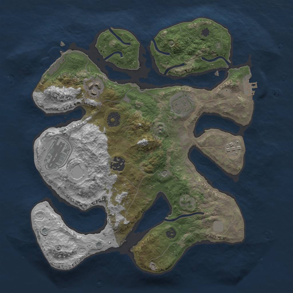 Rust Map: Procedural Map, Size: 3000, Seed: 12486, 13 Monuments