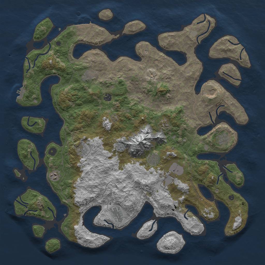 Rust Map: Procedural Map, Size: 5000, Seed: 1554834025, 19 Monuments