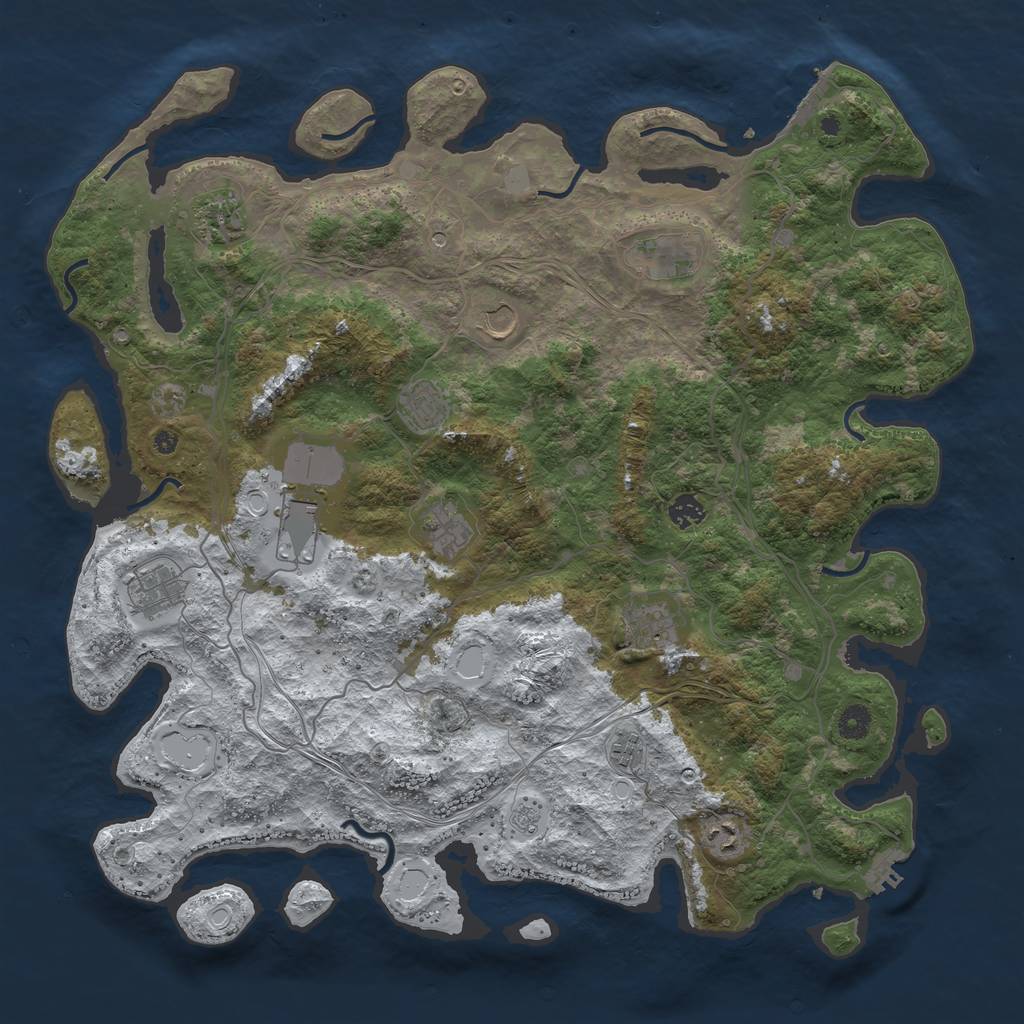Rust Map: Procedural Map, Size: 4500, Seed: 715211794, 20 Monuments