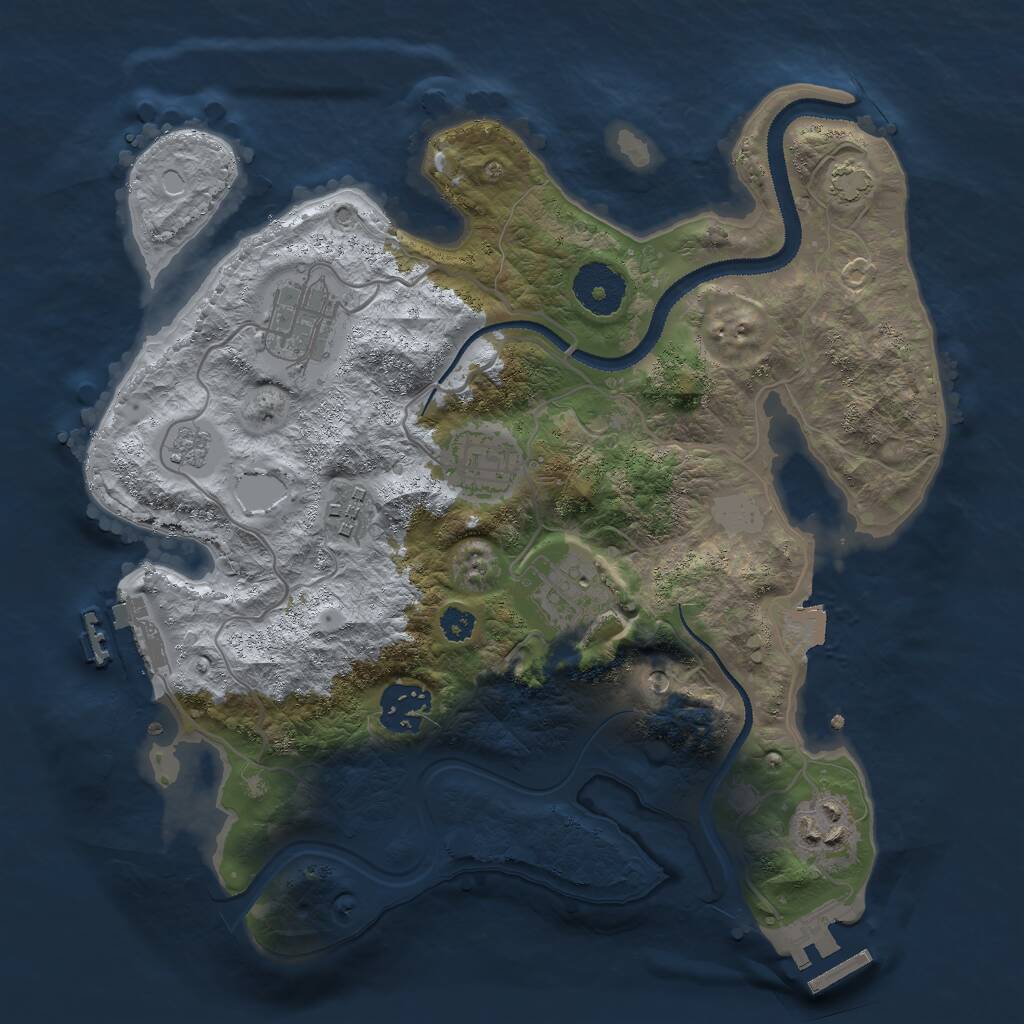 Rust Map: Procedural Map, Size: 3000, Seed: 1225155041, 12 Monuments