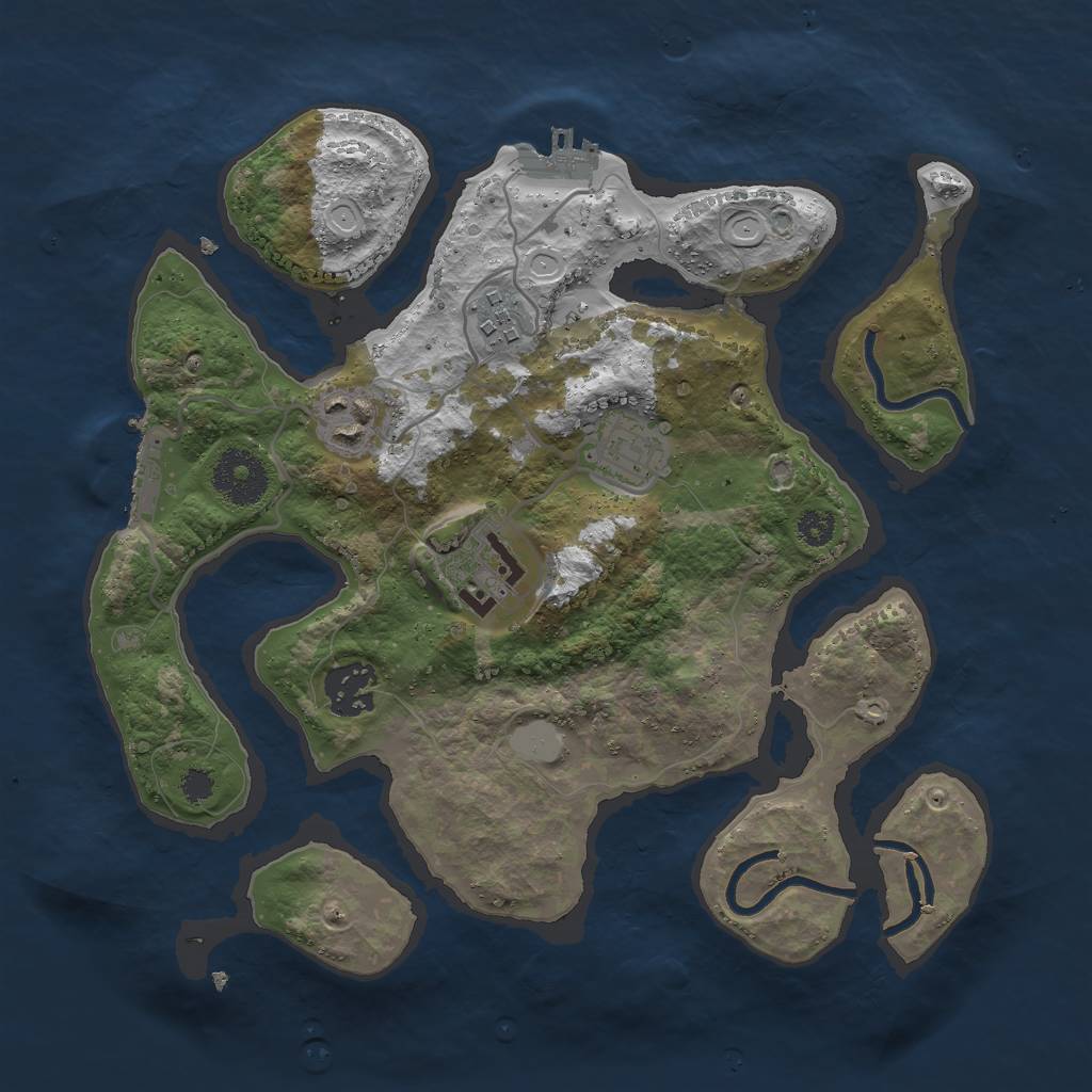 Rust Map: Procedural Map, Size: 3000, Seed: 1044604573, 12 Monuments