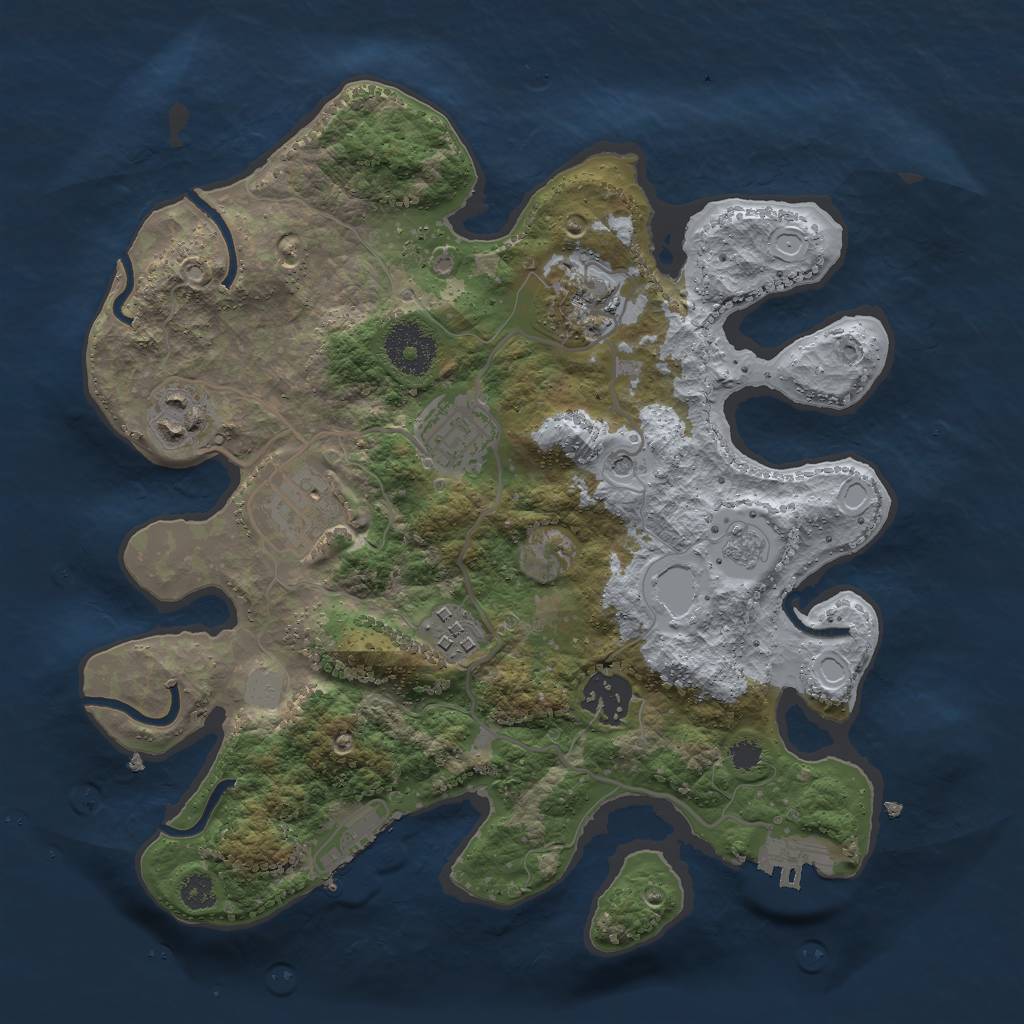Rust Map: Procedural Map, Size: 3000, Seed: 2123127, 13 Monuments