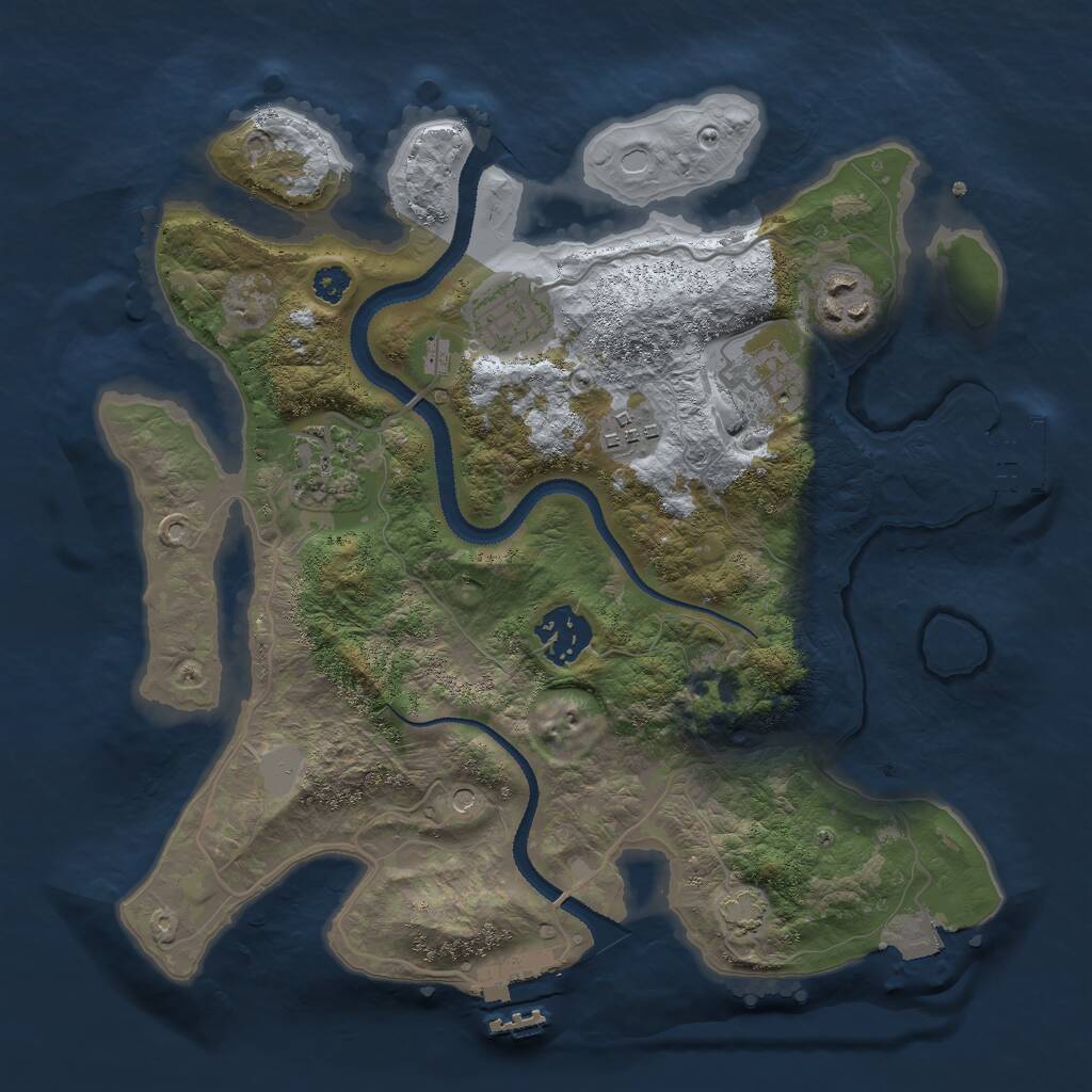 Rust Map: Procedural Map, Size: 3000, Seed: 2312121, 11 Monuments