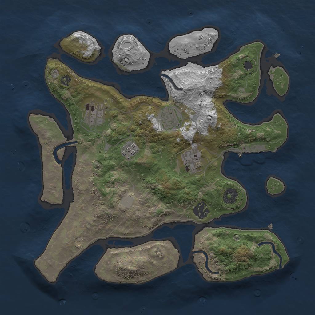 Rust Map: Procedural Map, Size: 3000, Seed: 2312121, 11 Monuments