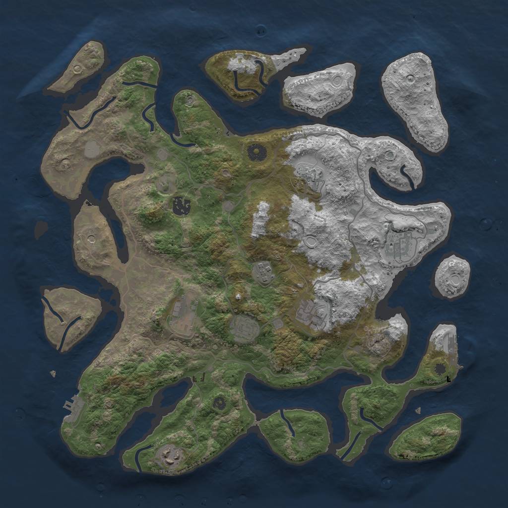 Rust Map: Procedural Map, Size: 4000, Seed: 69405, 16 Monuments