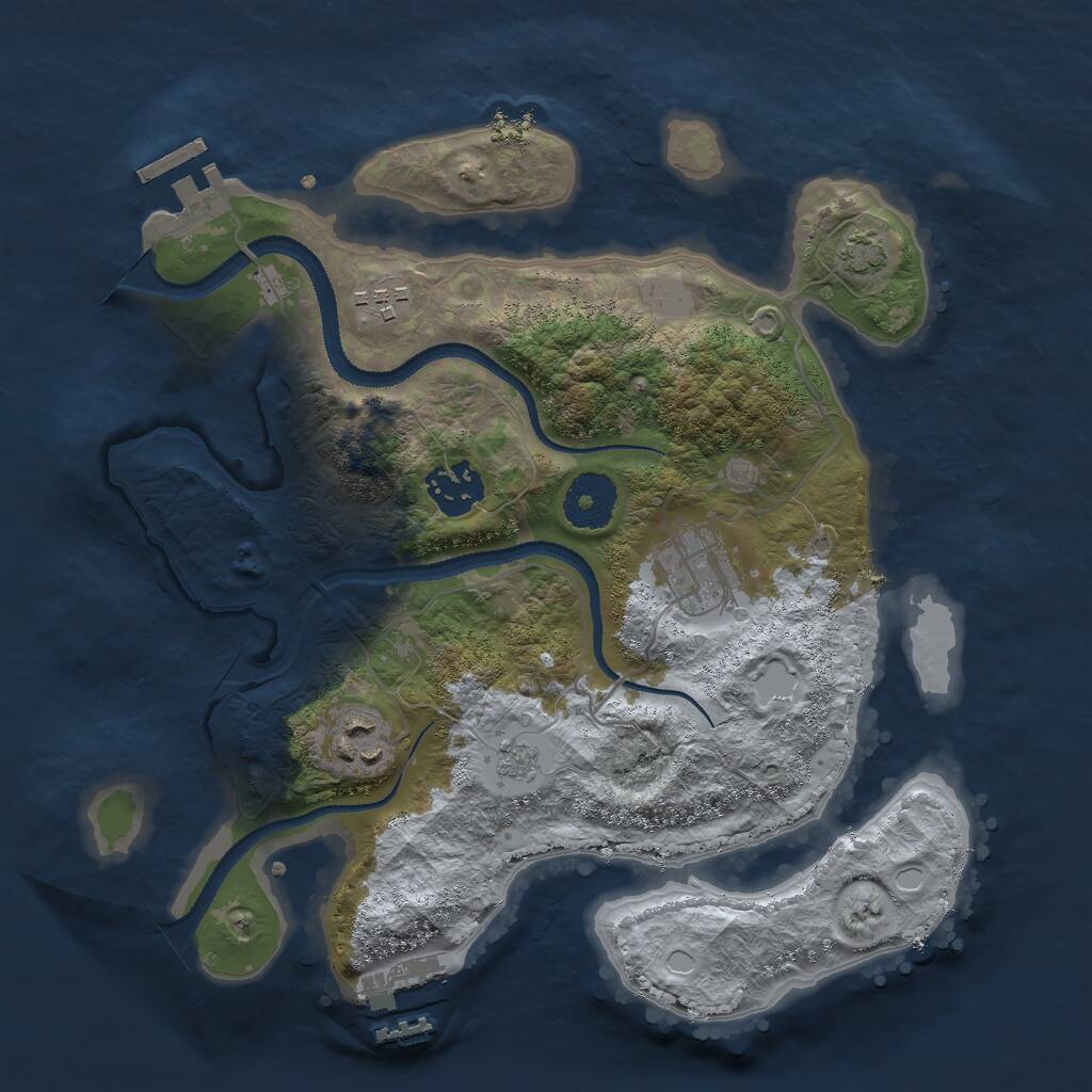 Rust Map: Procedural Map, Size: 3000, Seed: 2035949060, 9 Monuments