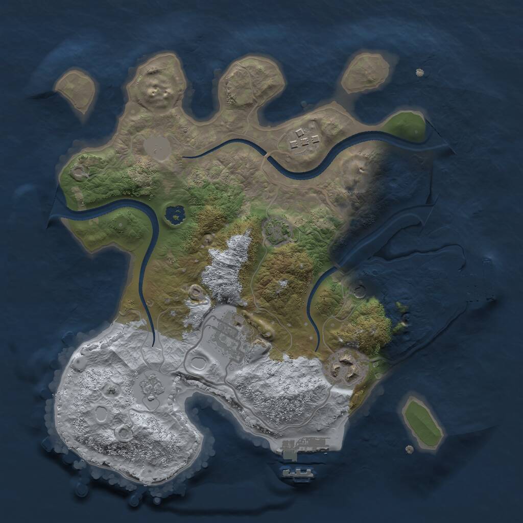 Rust Map: Procedural Map, Size: 2632, Seed: 2147483647, 9 Monuments