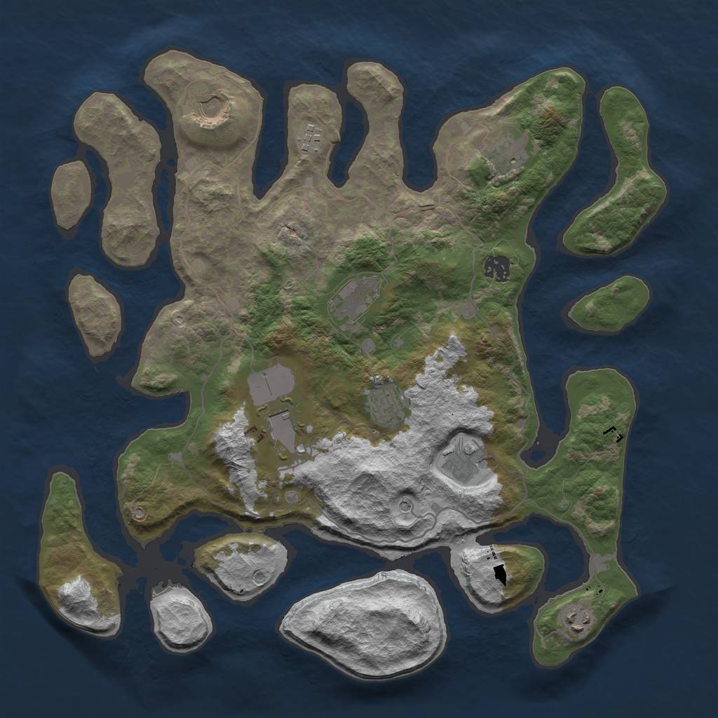 Rust Map: Barren, Size: 4000, Seed: 5391, 12 Monuments
