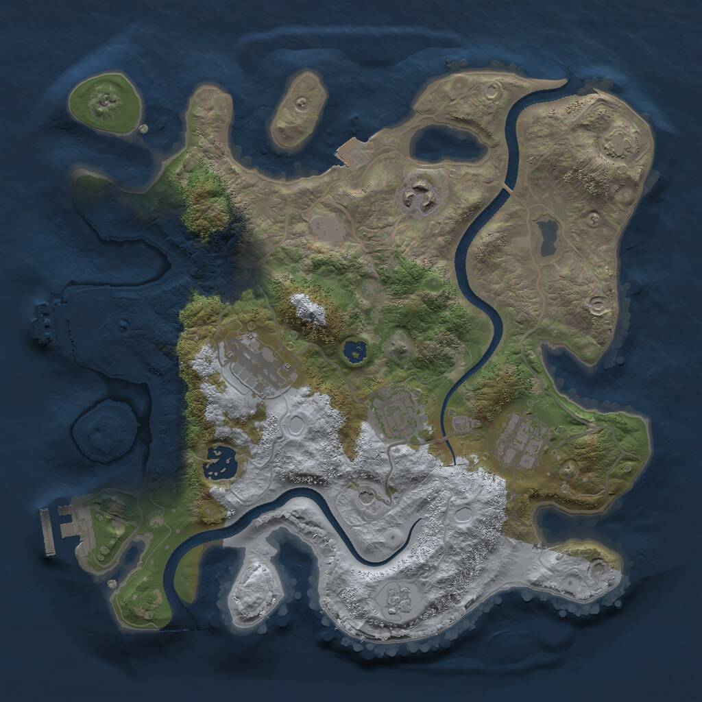 Rust Map: Procedural Map, Size: 3000, Seed: 2427975, 11 Monuments