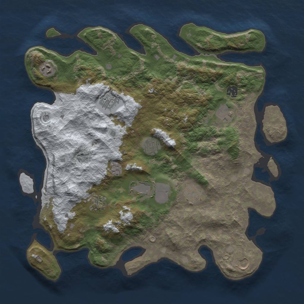 Rust Map: Barren, Size: 4000, Seed: 2028, 13 Monuments