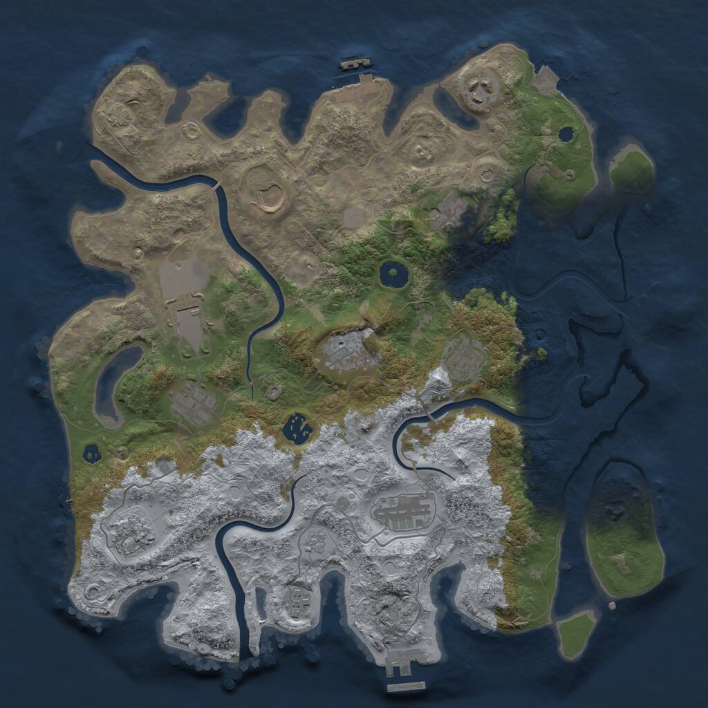 Rust Map: Procedural Map, Size: 3750, Seed: 1777777, 17 Monuments