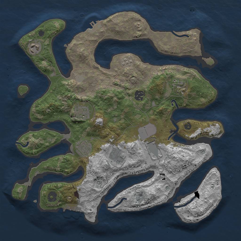 Rust Map: Procedural Map, Size: 3500, Seed: 969011582, 16 Monuments