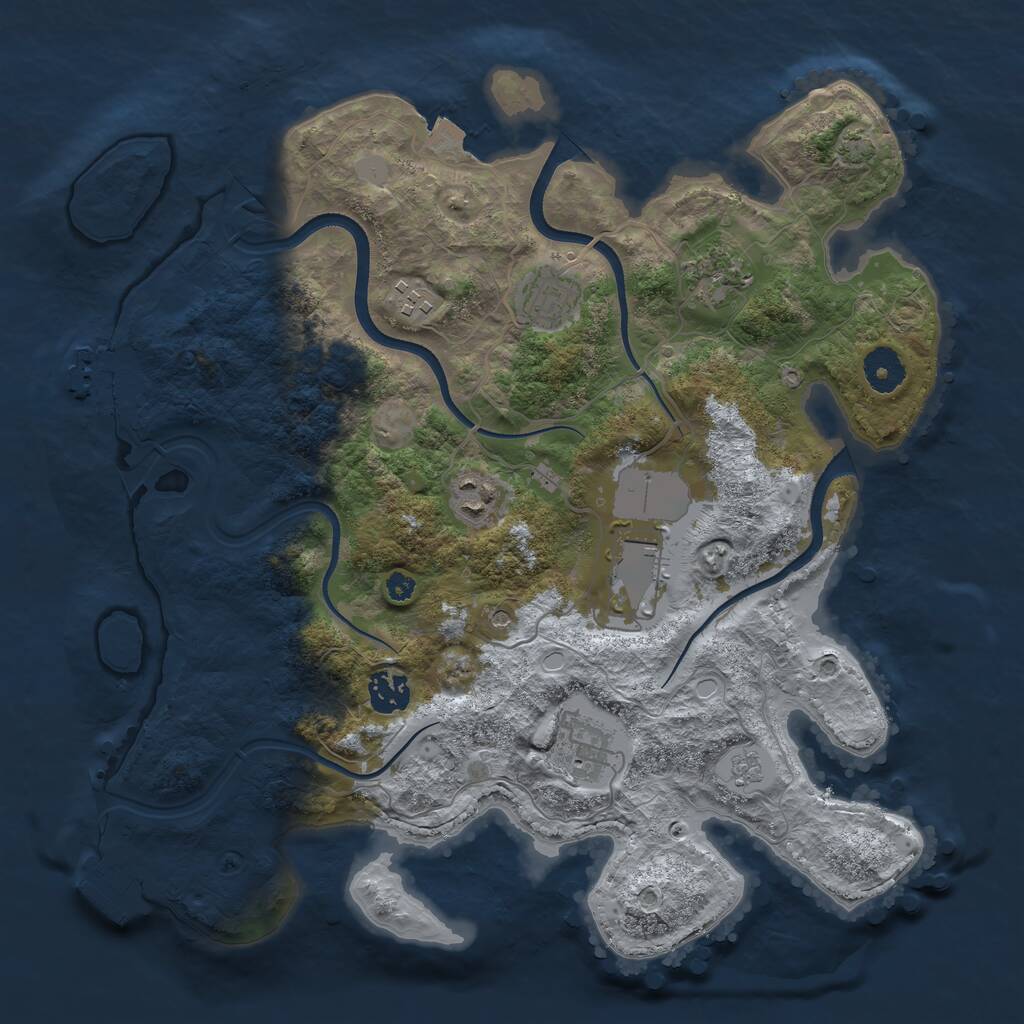 Rust Map: Procedural Map, Size: 3600, Seed: 9191, 13 Monuments