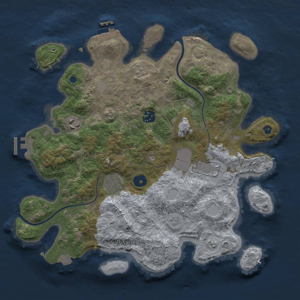 Rust Map: Procedural Map, Size: 3500, Seed: 652346, 11 Monuments