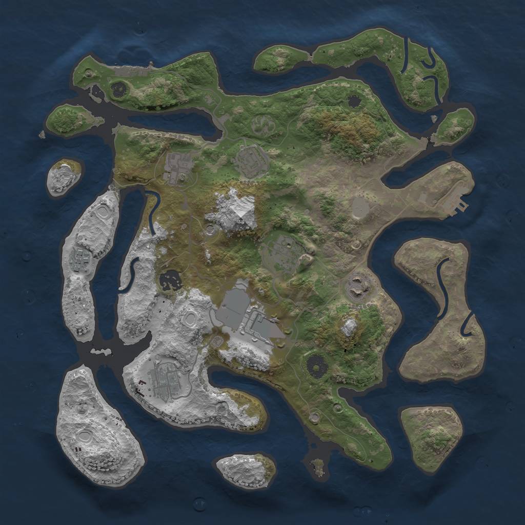 Rust Map: Procedural Map, Size: 3550, Seed: 465884, 16 Monuments