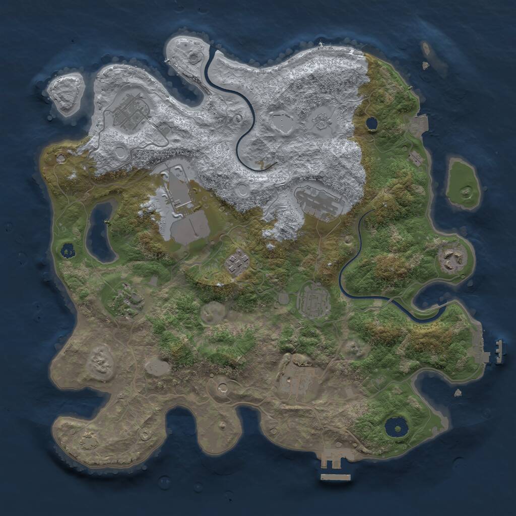 Rust Map: Procedural Map, Size: 3500, Seed: 774542, 14 Monuments