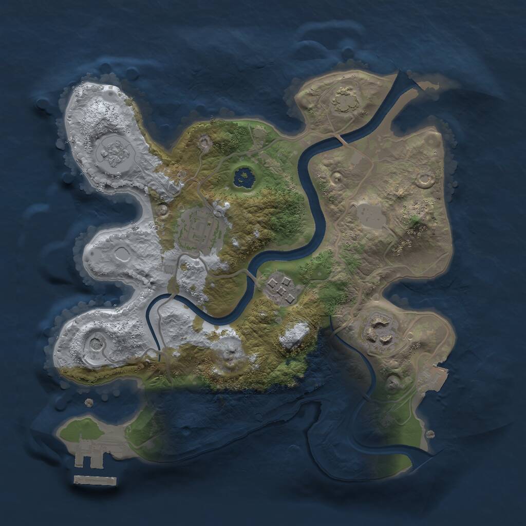 Rust Map: Procedural Map, Size: 2500, Seed: 1185371271, 8 Monuments