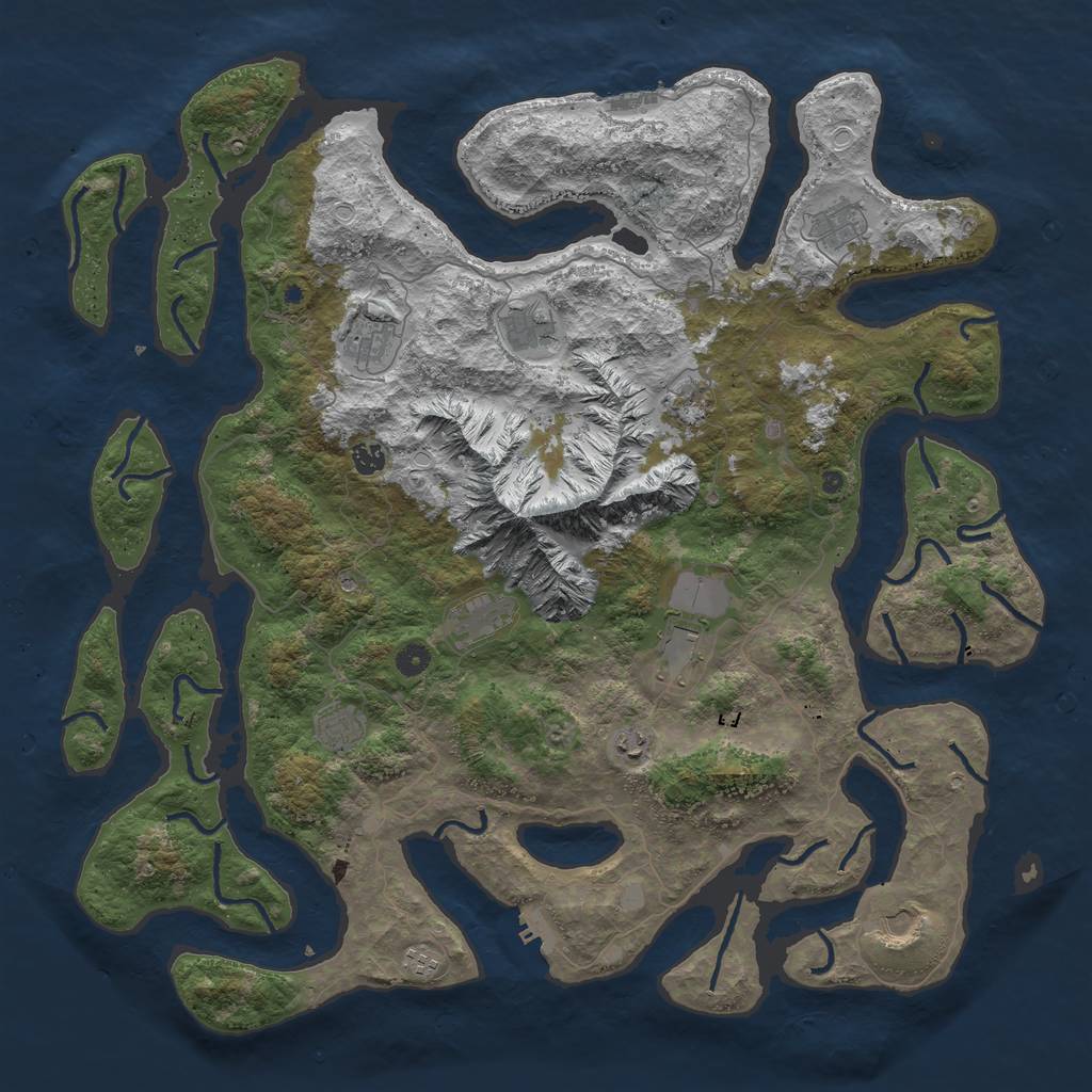 Rust Map: Procedural Map, Size: 5000, Seed: 457, 19 Monuments