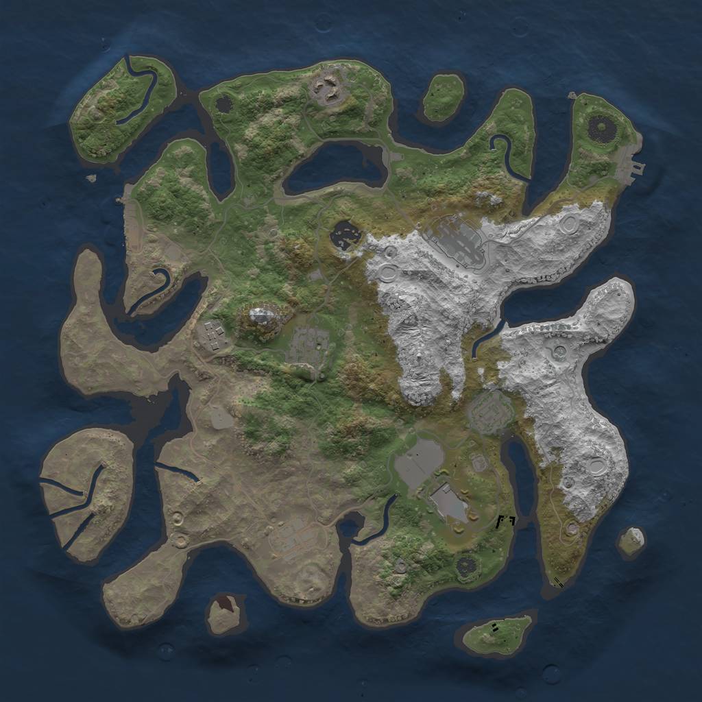 Rust Map: Procedural Map, Size: 3700, Seed: 32372565, 16 Monuments