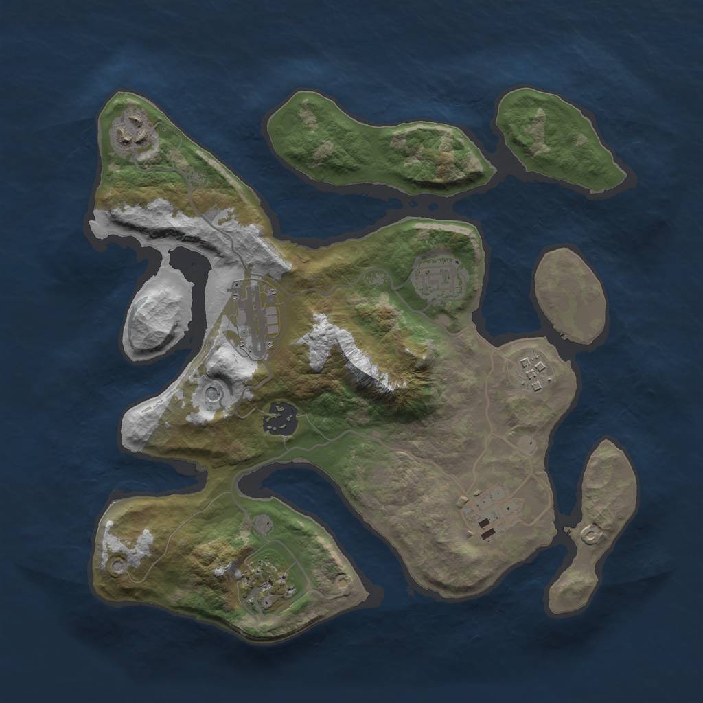Rust Map: Barren, Size: 3000, Seed: 418012, 10 Monuments