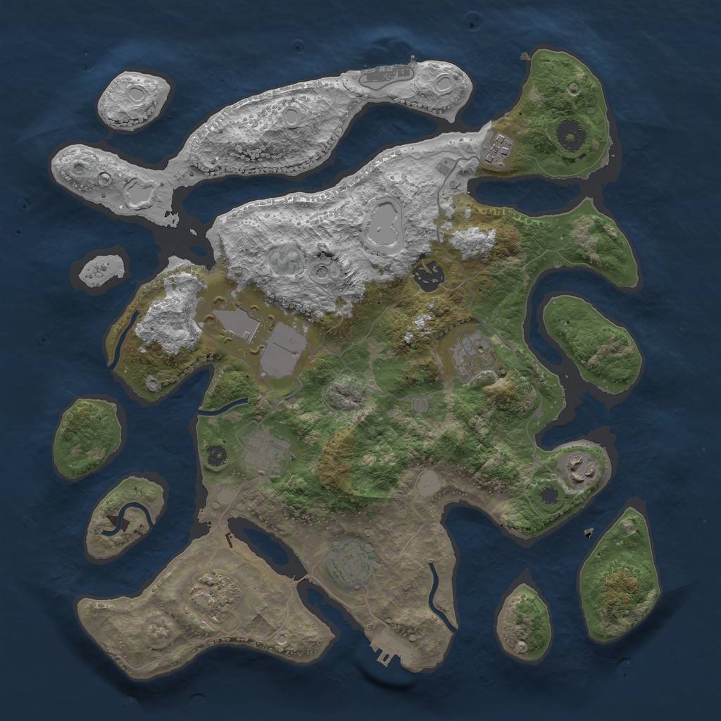 Rust Map: Procedural Map, Size: 3600, Seed: 86, 16 Monuments