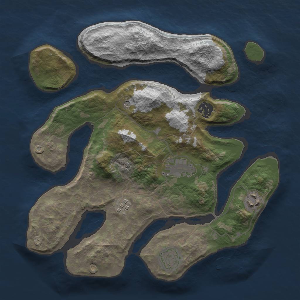 Rust Map: Barren, Size: 3000, Seed: 353564, 8 Monuments