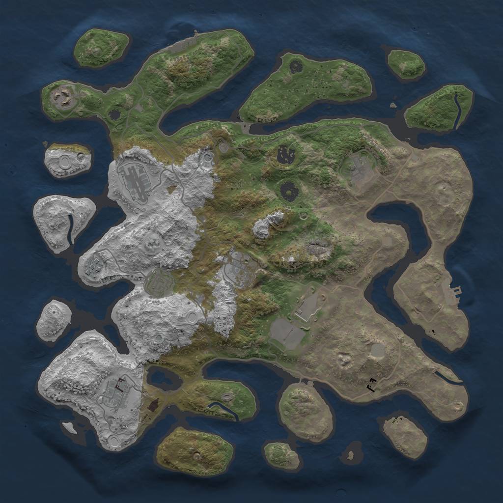 Rust Map: Procedural Map, Size: 4000, Seed: 1357040101, 17 Monuments