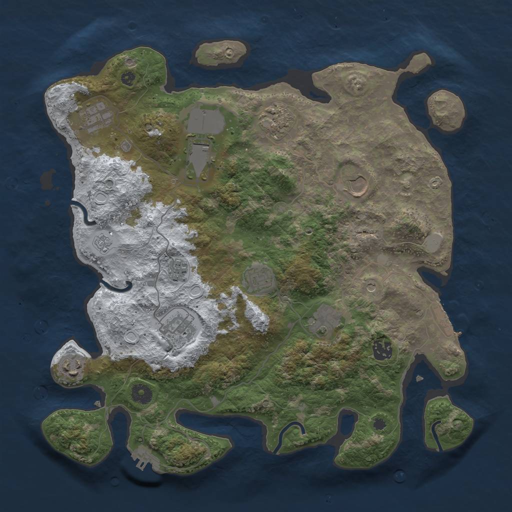 Rust Map: Procedural Map, Size: 3700, Seed: 23705, 19 Monuments