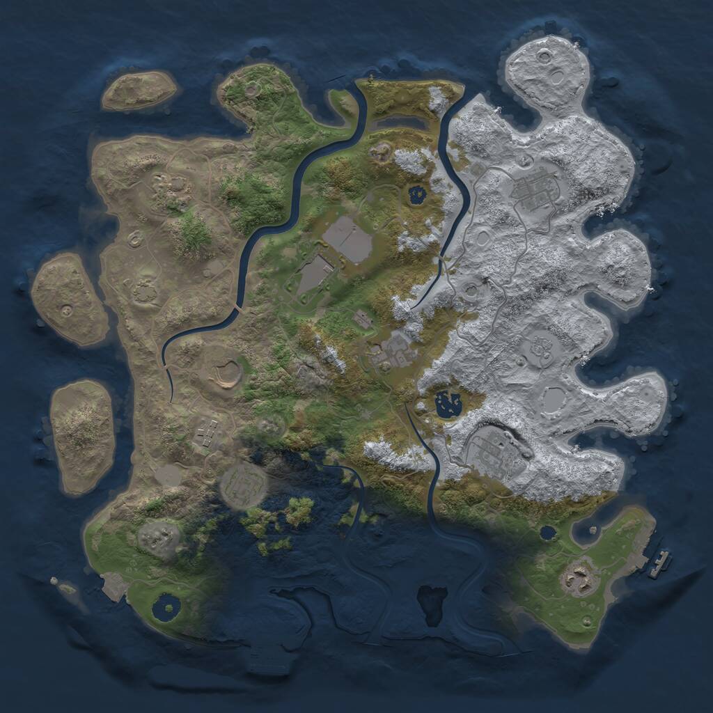 Rust Map: Procedural Map, Size: 3850, Seed: 798582673, 16 Monuments