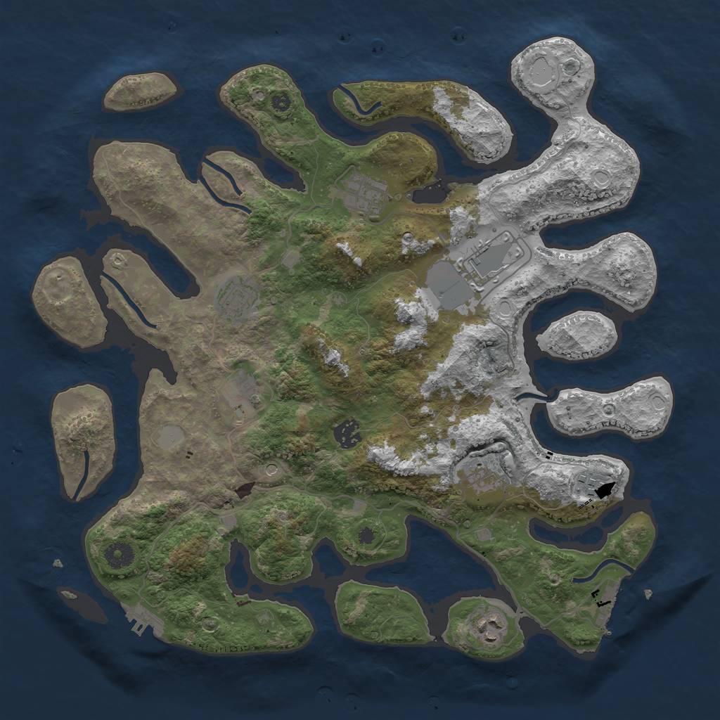 Rust Map: Procedural Map, Size: 3850, Seed: 798582673, 16 Monuments