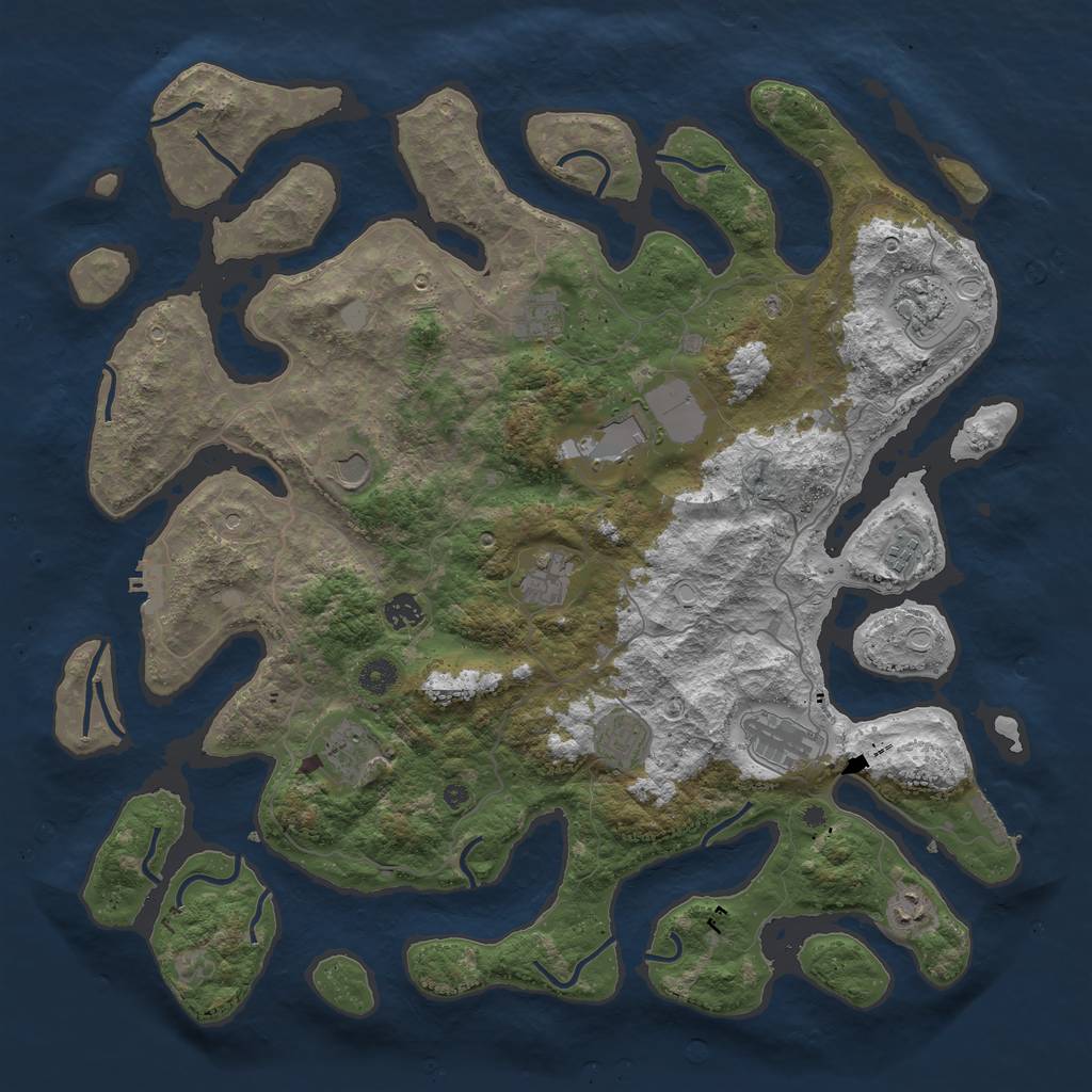 Rust Map: Procedural Map, Size: 4500, Seed: 68654151, 19 Monuments