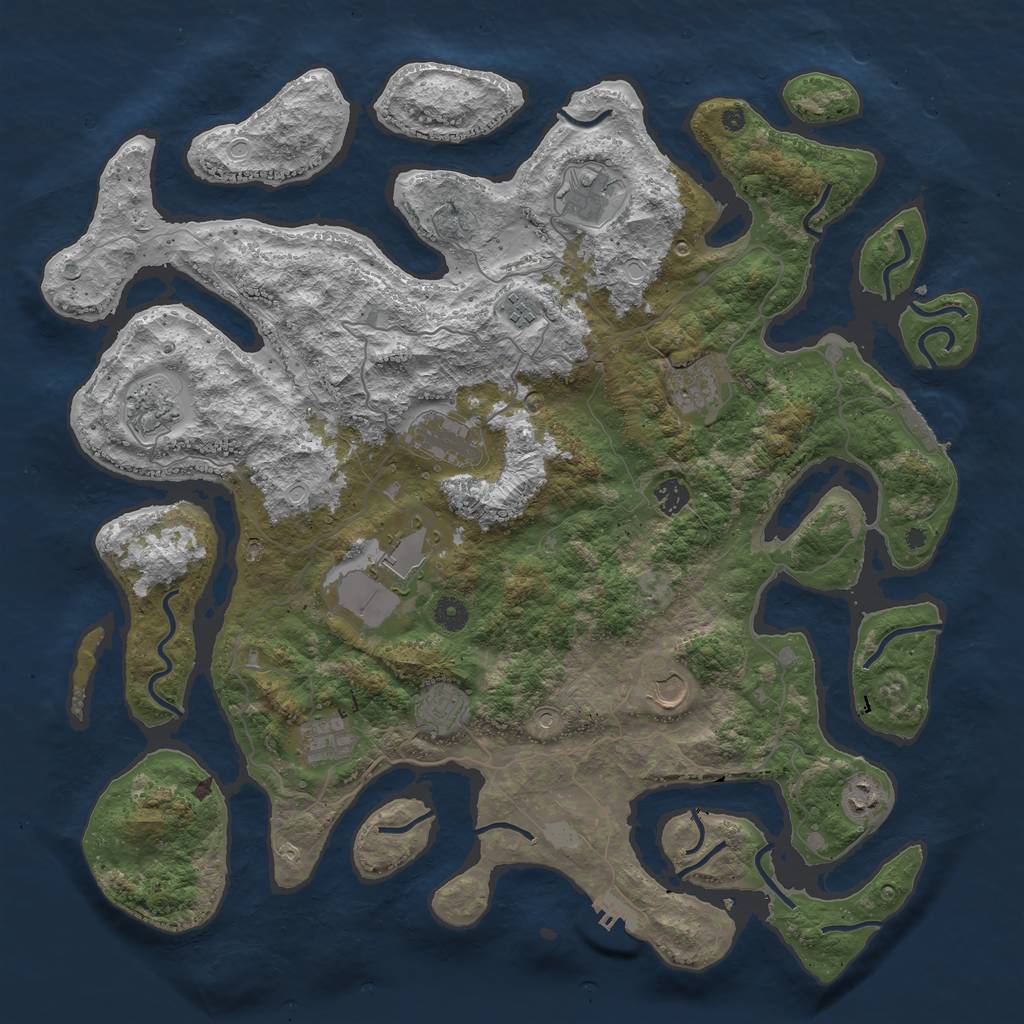 Rust Map: Procedural Map, Size: 4500, Seed: 1565490282, 19 Monuments