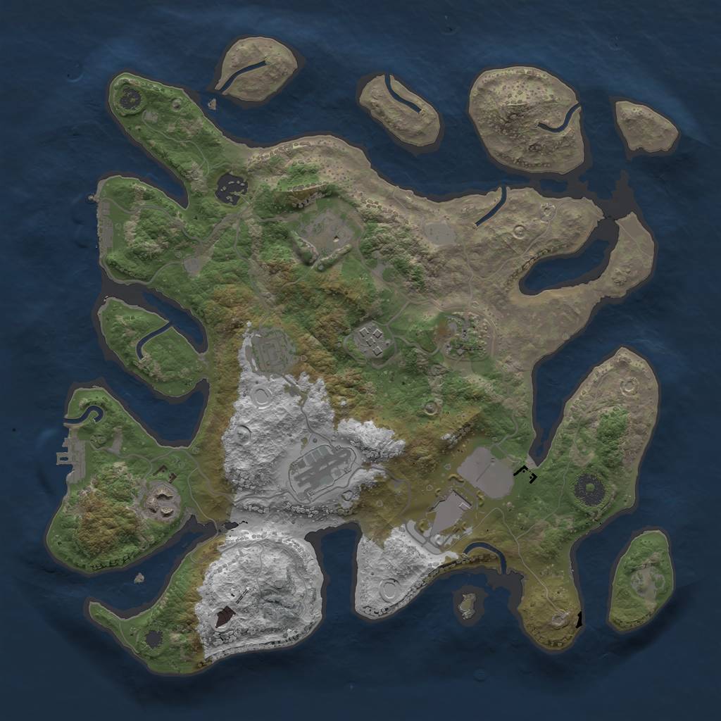 Rust Map: Procedural Map, Size: 3500, Seed: 545851450, 15 Monuments