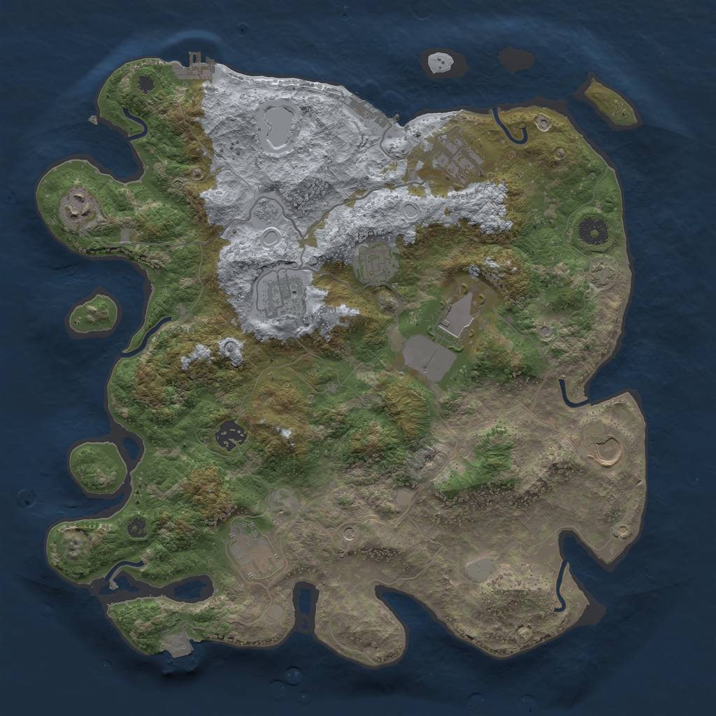 Rust Map: Procedural Map, Size: 3700, Seed: 1057906254, 16 Monuments