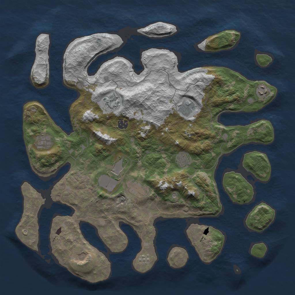 Rust Map: Barren, Size: 4250, Seed: 267374118, 13 Monuments