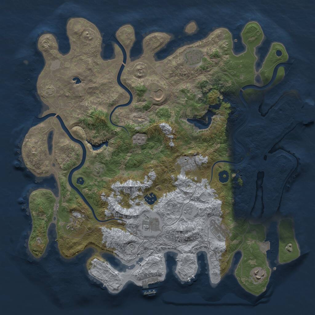 Rust Map: Procedural Map, Size: 4096, Seed: 101511, 15 Monuments