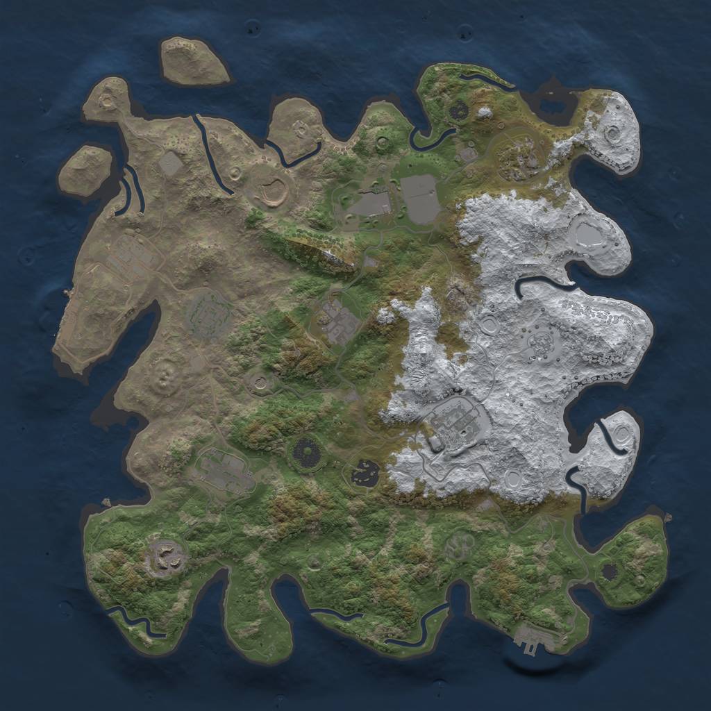 Rust Map: Procedural Map, Size: 3800, Seed: 91511, 19 Monuments