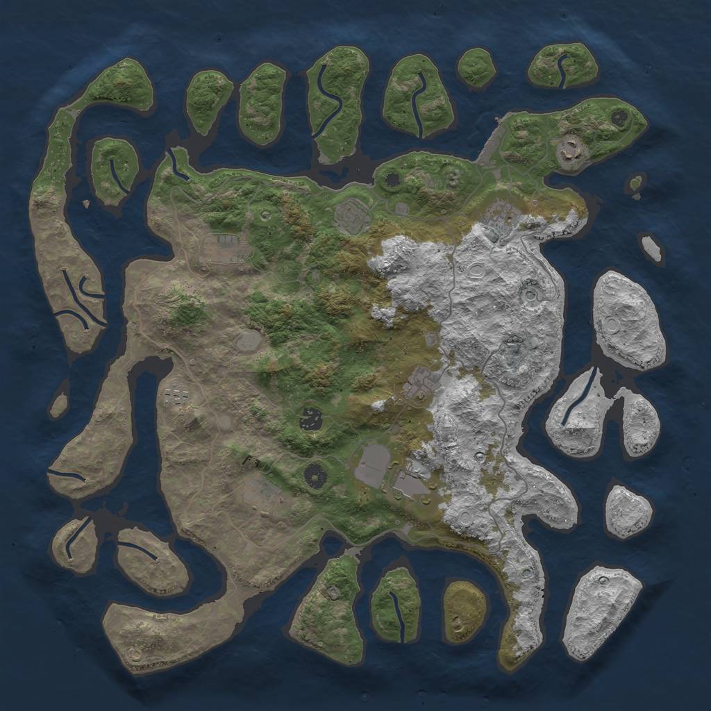 Rust Map: Procedural Map, Size: 4500, Seed: 1230965185, 16 Monuments